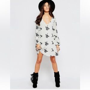 Free People Bohemian Floral Embroidered Austin Mini Dress Size Small